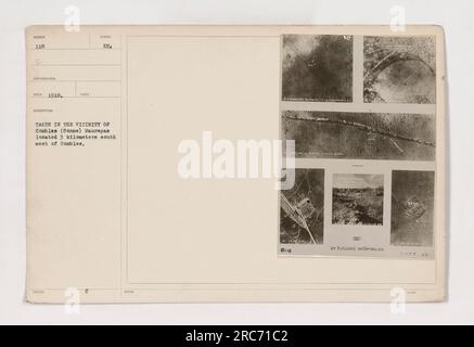 Des soldats se sont rassemblés dans les environs de Combles dans la somme, Maurepas. La photo montre la Tuilerie de Combles, un four à briques utilisé par les militaires. L'image a été prise en 1918, et TUCHE pou 118 et le symbole eu sont notés comme des informations pertinentes sur l'emplacement. Banque D'Images