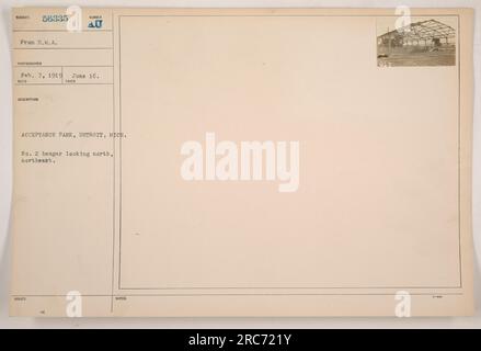Acceptance Park, Detroit, Michigan. Photographie prise le 7 février 1919 par D.M.A. photographe. L'image montre le Hangar n ° 2 regardant vers la direction nord-nord-est. Voici une vue du hangar situé à Acceptance Park à Detroit, Michigan. Des notes supplémentaires sont manquantes.' Banque D'Images