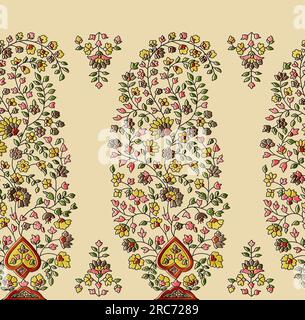 Un beau design floral abstrait avec des fleurs et des feuilles colorées à la mode.papier peint naturel, illustration de boucle de décoration florale. Banque D'Images