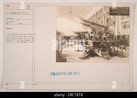 Support de remorque anti-aérienne pour canon anti-aérien de 4,7 pieds, modèle 1918, fabriqué par la New Britain machine Co. En Nouvelle-Bretagne, Connecticut. Cette photographie a été prise en janvier 1919. Réservé à un usage officiel. Banque D'Images