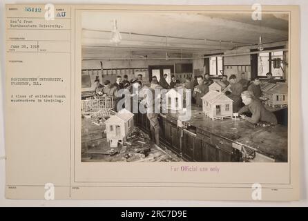 Enrôlé des menuisiers en formation à l'Université Northwestern à Evanston, Illinois. La photographie a été prise le 28 juin 1918. Banque D'Images