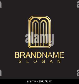 Golden Luxury Letter M logo Vector Design - isolé sur fond noir Illustration de Vecteur