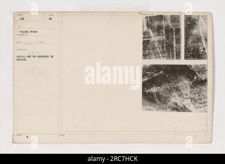 Carte aérienne montrant le système de tranchées en France pendant la première Guerre mondiale Cette carte a été prise et publiée par le 128th G signal corps. Il fournit une description détaillée des tranchées et comprend des notes manuscrites. Banque D'Images