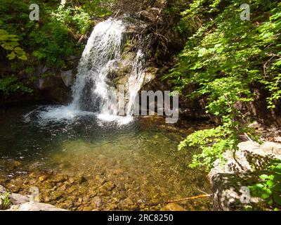 Italie, montagnes Appennino, la rivière et les chutes. Banque D'Images