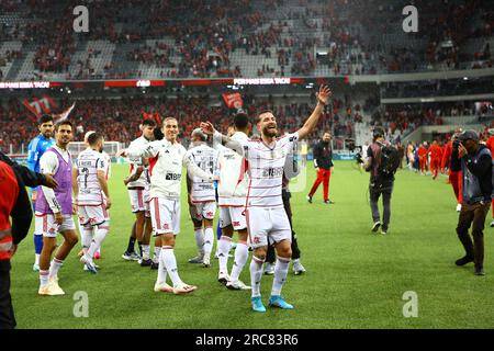 CURITIBA (PR) - 12/07/2023 - Copa do Brasil 2022 / Futebol - ATHLÉTICO (PR) X FLAMENGO (RJ) Copa do Brasil 2023, quartas de final jogo 2 de 2, na noi Banque D'Images