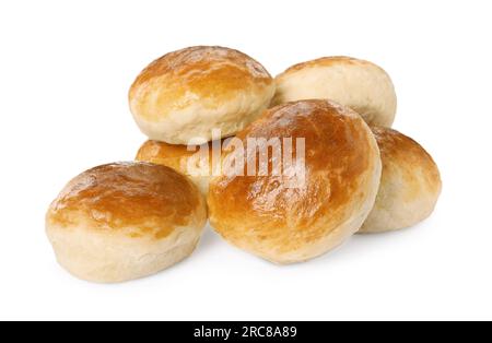 Savoureux scones préparés sur de l'eau de soude isolé sur blanc Banque D'Images