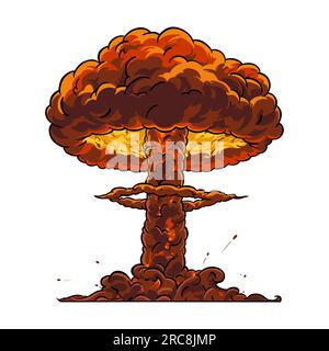 Nuage de champignon de l'explosion nucléaire dans le style pop art. Illustration vectorielle Illustration de Vecteur
