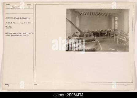 Les soldats reçoivent des soins médicaux dans le quartier Empyene de l'hôpital Camp n° 52 au Mans, Sarthe, France. La photo a été prise le 8 janvier 1919 par le caporal W.H. Les anguilles du signal corps. Ceci est l'une des nombreuses photographies documentant les activités militaires américaines pendant la première Guerre mondiale. Banque D'Images