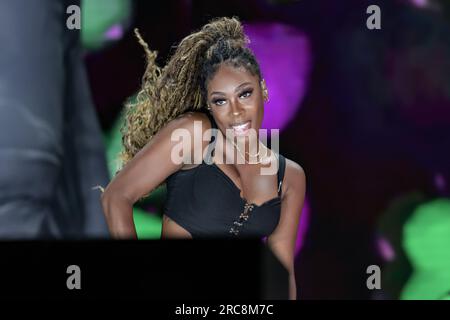 Rome, Italie. 12 juillet 2023. Danseur se produit pendant le concert de Maluma du Festival Fiesta le 12 juillet 2023 sur scène de Rock in Roma à Ippodromo delle Capannelle à Rome, Italie crédit : Agence photo indépendante/Alamy Live News Banque D'Images