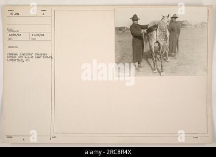 Soldats à l'école centrale d'entraînement des officiers pour l'artillerie de campagne au camp Taylor, Louisville, Kentucky. Pendant la première Guerre mondiale. Banque D'Images