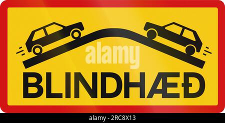 Panneau routier supplémentaire avec les mots en islandais : Blindhead Banque D'Images