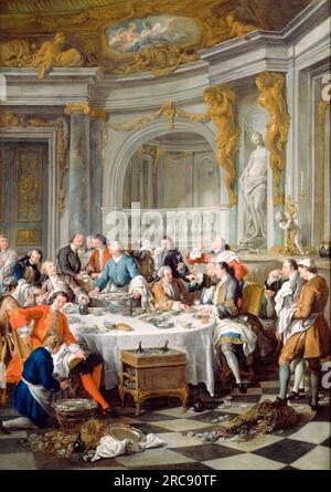 Jean François de Troy peinture, le déjeuner d’huîtres, (le déjeuner des huîtres), huile sur toile, 1735 Banque D'Images