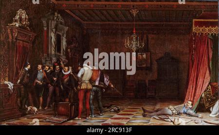 Paul Delaroche, l'assassinat du duc de guise au Château de Blois en 1588, peinture à l'huile sur toile, 1834 Banque D'Images