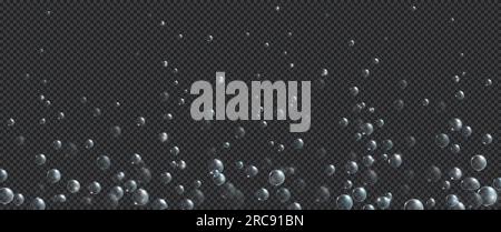 Bulles d'air, bordure de fizz d'eau effervescente. Mouvement d'aqua dynamique, mouvement aléatoire sous-marin de fizzing, soda cadre de conception sur fond transparent, réaliste bleu 3D illustration vectorielle Illustration de Vecteur