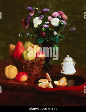 Henri Fantin-Latour, fleurs et fruits, nature morte peinture à l'huile sur toile, 1866 Banque D'Images