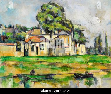 Paul Cézanne, bords de Marne, peinture de paysage à l'huile sur toile, vers 1888 Banque D'Images