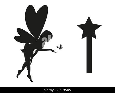 Fairy Silhouette Vector Art sur fond blanc Illustration de Vecteur