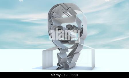3D représentation architecturale illustrée d'un buste humain. Maillage extrêmement dense lorsqu'il est observé aux dimensions les plus élevées. Banque D'Images