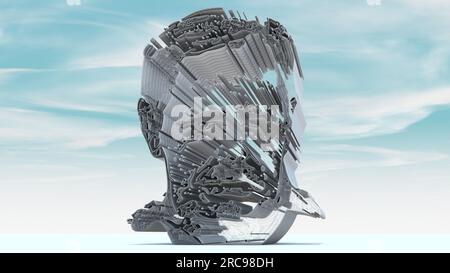 3D représentation architecturale illustrée d'un buste humain. Maillage extrêmement dense lorsqu'il est observé aux dimensions les plus élevées. Banque D'Images