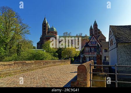 Schum-Stadt, Sonnenbrücke, Dom zu Speyer, Kaiserdom, St. Maria und St. Stephan, geweiht 1061 Banque D'Images