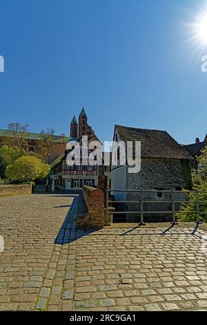 Schum-Stadt, Sonnenbrücke, Dom zu Speyer, Kaiserdom, St. Maria und St. Stephan, geweiht 1061 Banque D'Images