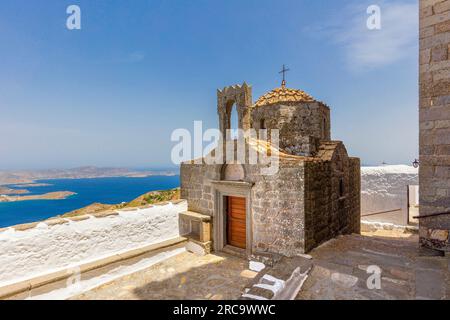 Patmos, GrèceLe Monastère de Saint Jean Église théologienne des Saints Apôtres Banque D'Images
