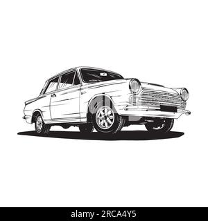 illustration de voiture vintage dessin vectoriel au trait Illustration de Vecteur