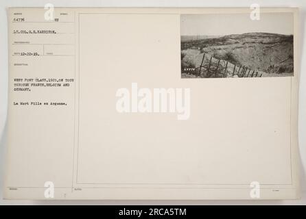 West point classe de 1921 visitant la France, la Belgique et l'Allemagne pendant leur tournée. Le groupe est photographié à la mort fille sur Argonne. Le lieutenant-colonel G. R. Harrison a pris la photo, qui a été documentée par le photographe le 22 décembre 1919. La photographie porte le symbole militaire BU SYMBOLE WEST POINT CLASS, 1921. (No 64776) Banque D'Images