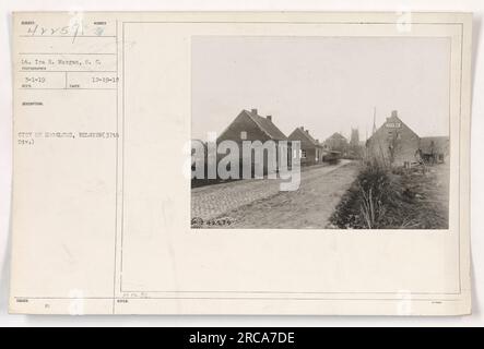 Officier militaire américain le lieutenant ira H. Morgan de la 37e division photographié le 19 décembre 1918 à Hooglede, en Belgique. L'image a été numérotée 80 dans la collection et reçue par le photographe le 1 mars 1919. Une légende décrivant l'image comme '42239 Hooglede' a également été fournie. Banque D'Images