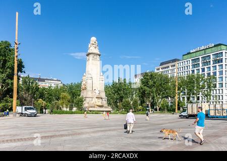 Monument à Miguel de Cervantes, Plaza de Espana, Centro, Madrid, Royaume d'Espagne Banque D'Images