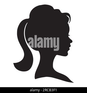 African American Side Silhouette avec cheveux de curly et beau visage et cheveux Illustration de Vecteur