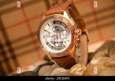 Main montre-bracelet chronographe classique designer horloge temps Chronographe main montre-bracelet horloge temps classique articles de designer produit Antony Trivet produit S Banque D'Images