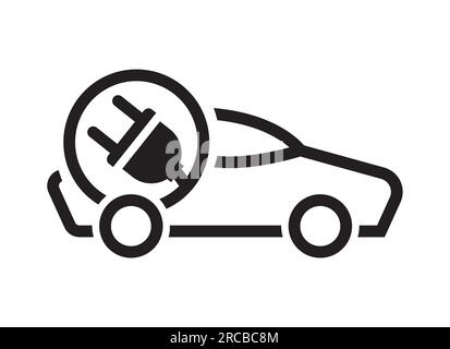 Voiture électrique avec symbole d'icône de prise. Logo de point de recharge pour véhicules hybrides. Concept de véhicule respectueux de l'environnement. Illustration vectorielle. Symbole icône. spe 10 Illustration de Vecteur