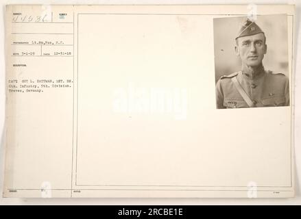 Soldats du 1e bataillon, 6e d'infanterie, 5e division à Treves, Allemagne. Photographie prise par le lieutenant Wm. Fox le 31 décembre 1918. Cette image est étiquetée comme 111-SC-44536 et fait partie de la collection intitulée «photographies des activités militaires américaines pendant la première Guerre mondiale». (Notes du MC : 44534) Banque D'Images