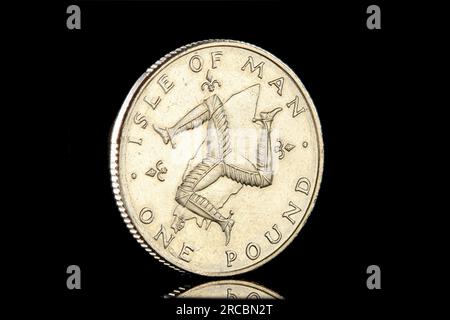 Revers de pièce Isle of Man d'une livre de 1978 avec drapeau du pays Banque D'Images