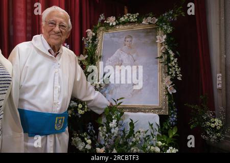 Padre Ángel assiste à l'hommage Carmen Sevilla dans l'église de San Antón. L'actrice Carmen Sevilla est décédée le 27 juin 2023. À Madrid. 13 juillet 20 Banque D'Images