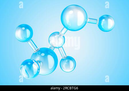 Essence cosmétique bulles liquides molécules antioxydant de bulle liquide, rendu 3D. Banque D'Images