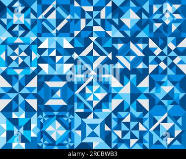 Motif de carreaux de céramique blanc et bleu clair. Salle de bains, plancher de métro ou de métro en toile de fond vectorielle de carreaux de céramique. Papier peint mural intérieur de maison ou fond avec des triangles blancs et bleus, motif carrés Illustration de Vecteur