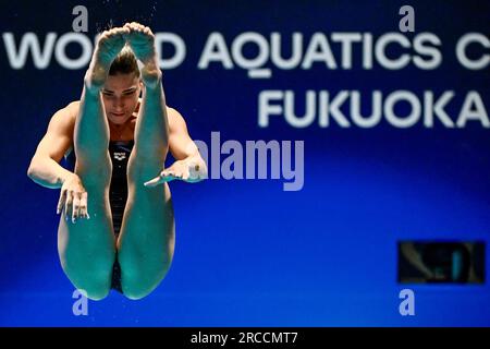 Fukuoka, Japon. 14 juillet 2023. Elena Bertocchi d'Italie participe au 20e Championnat du monde de natation à la piscine préfectorale de Fukuoka à Fukuoka (Japon), le 14 juillet 2023. Crédit : Insidefoto di andrea staccioli/Alamy Live News Banque D'Images