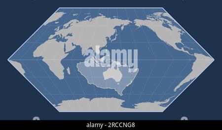 Forme de la plaque tectonique australienne sur la carte de contour solide dans la projection Eckert I centrée méridien. Illustration de Vecteur