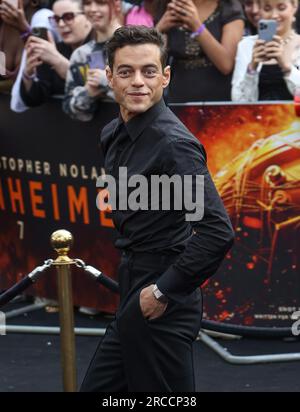 Londres, Royaume-Uni. 13 juillet 2023. Rami Malek a assisté à la première britannique de 'Oppenheimer' à l'Odeon Luxe Leicester Square à Londres. Crédit : SOPA Images Limited/Alamy Live News Banque D'Images