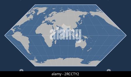 Forme de la plaque tectonique indienne sur la carte de contour solide dans la projection Eckert I centrée méridien. Illustration de Vecteur