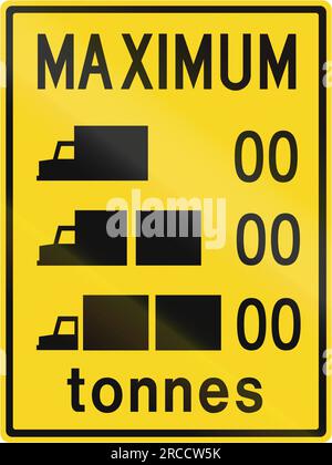 Restrictions de poids pour les camions au Canada - les zéros doivent être remplacés par des limites. Ce panneau est utilisé en Ontario. Banque D'Images