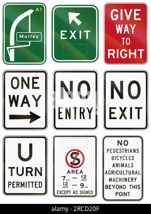 Panneau de direction australien - ville contournée. Banque D'Images