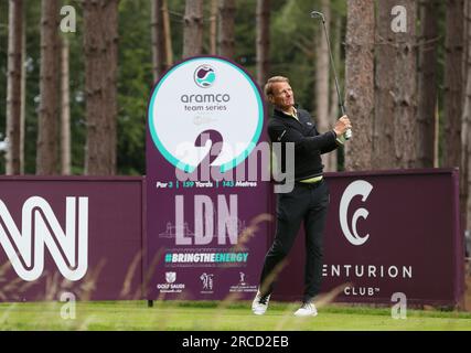 Teddy Sheringham prend la 2e place le premier jour des Aramco Team Series 2023 au Centurion Club, Hertfordshire. Date de la photo : Vendredi 14 juillet 2023. Banque D'Images