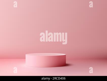 Elégant stand de podium de couleur rose sur un sol rose doux, créant une vitrine de produit de style moderne et minimaliste. Cette maquette réaliste 3D est parfaite f Illustration de Vecteur