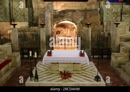 Israël, Nazareth, la basilique de l'Annonciation, la grotte Banque D'Images