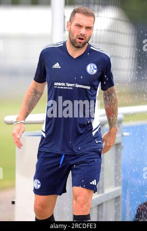 Gelsenkirchen, Deutschland. 29 juin 2023. Firo : 06/29/2023, football, football, 2e division, 2e Bundesliga, Saison 2023/2024, FC Schalke 04, entraînement, U23 Schalke 04, Pierre-Michel LASOGGA fait partie de l'effectif Credit : dpa/Alamy Live News Banque D'Images