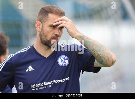 Gelsenkirchen, Deutschland. 29 juin 2023. Firo : 06/29/2023, football, football, 2e division, 2e Bundesliga, Saison 2023/2024, FC Schalke 04, entraînement, U23 Schalke 04, Pierre-Michel LASOGGA fait partie de l'effectif Credit : dpa/Alamy Live News Banque D'Images