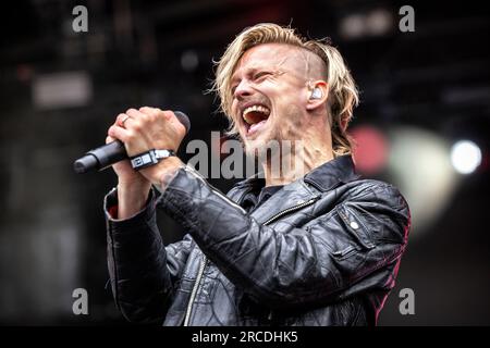 Oslo, Norvège. 21e, juin 2023. Le groupe de heavy Metal américain Skid Row donne un concert live lors du festival de musique norvégien tons of Rock 2023 à Oslo. Ici, le chanteur Erik Gronwall est vu en direct sur scène. (Crédit photo : Gonzales photo - Terje Dokken). Banque D'Images